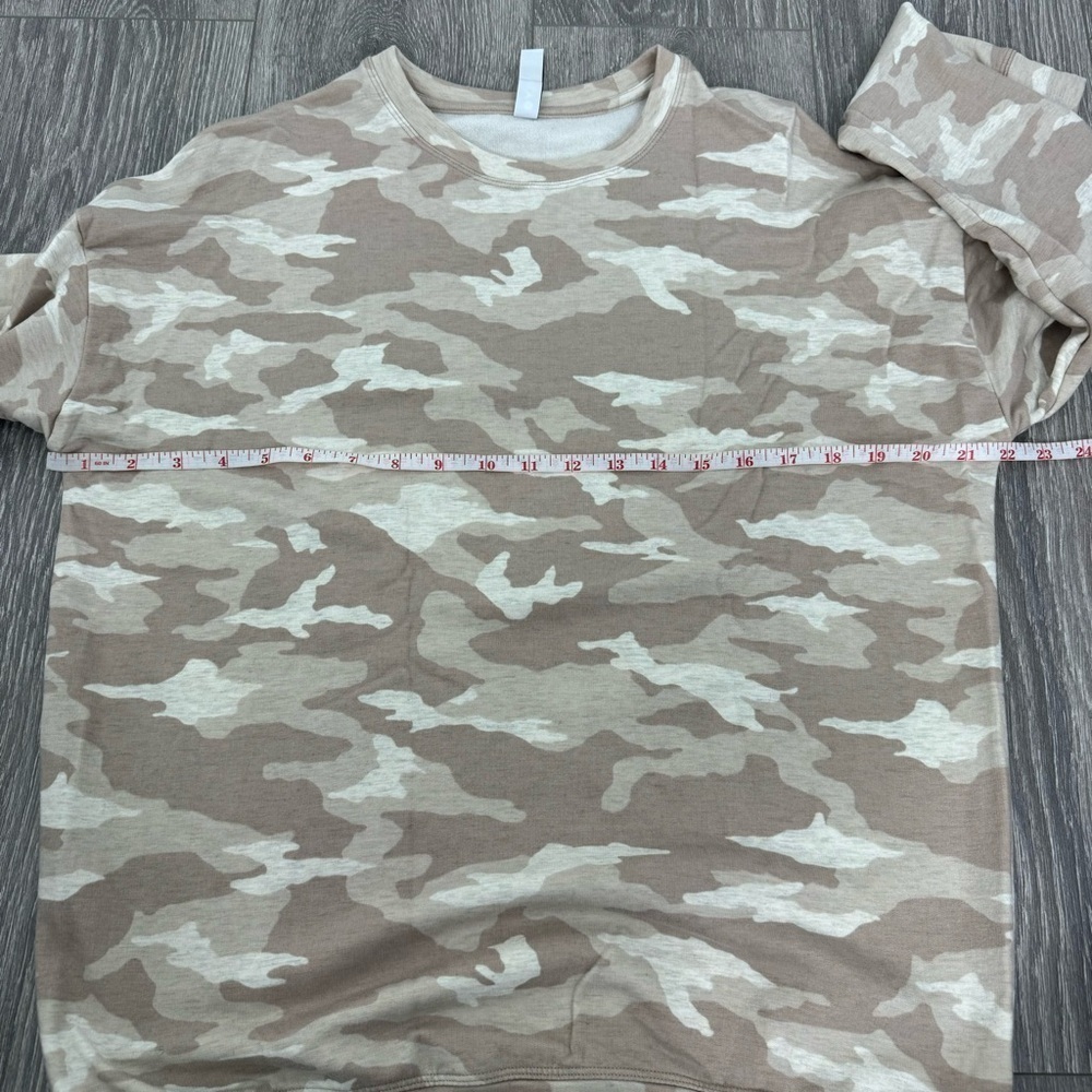 ATHLETA Studio To Street Printed Sweatshirt SM Camo Lux Oatmeal Heather - Picture 9 of 13